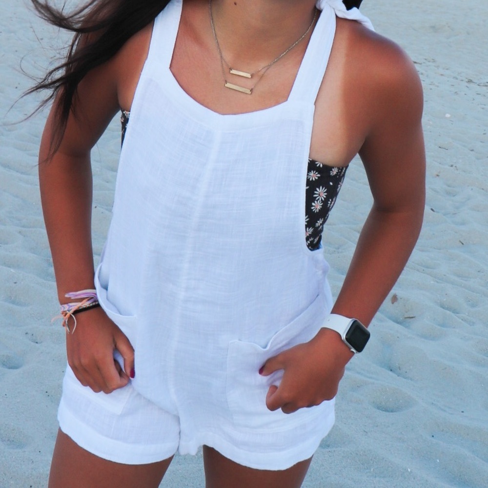 “Aerie” white two-knot romper